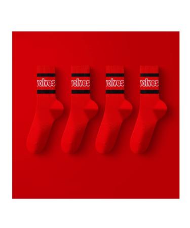 Socks Red Men's Stockings Thick Cotton Autumn and Winter Warm Socks Chinese New Year Red Socks Suitable for 38-44 Foot (Color : RED-2 Size : 38-44) 38-44 Red-2