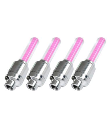 Vosarea 4pcs Wheel Lights Tire Valve Cap Light for Car Bike Bicycle Motorcycle (Pink)