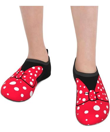 Kawaii Red Bow Polka Dot Water Shoes for Boys and Girls | Quick Dry Non-Slip Aqua Socks for Beach Swim | Size 11-12 - Buy Online on SooperMarket.com