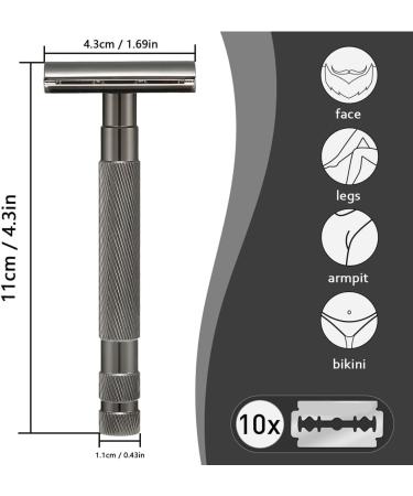 Meiyan Durable Stainless Steel Safety Razors - Replaceable & Reusable Double-Sided Blades for Smooth Shaving | International Shipping Available - Buy Online on SooperMarket.com