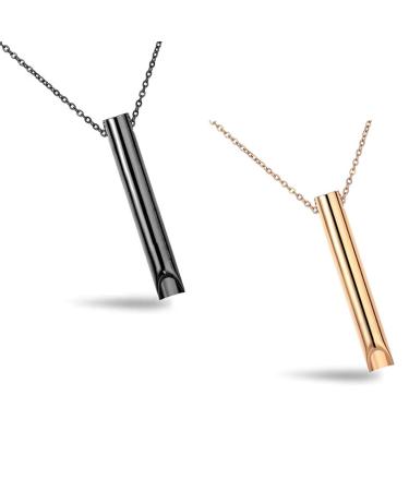 Breathlace Necklace Quit Smoking Calm Harmony Anti-Smoking Necklace Quit Smoking Necklace Breathing Necklace for Anxiety (Gold+Black)