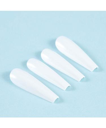 Brishow Long Coffin False Nails - White Ballerina Stick on Nails for Women and Girls - Buy Online on SooperMarket.com