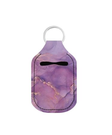Dreaweet Neoprene Hand Sanitizer Holder Keychain Mini Hand Sanitizer Keychain Holder Portable Chapstick Holder Keychains Marble Purple