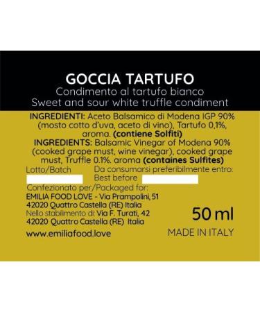 GOCCIA Tartufo - Balsamic White Truffle Dressing - EMILIA FOOD LOVE - Selected with love in Italy - Condimento Balsamico al Tartufo Bianco - Buy Online on SooperMarket.com