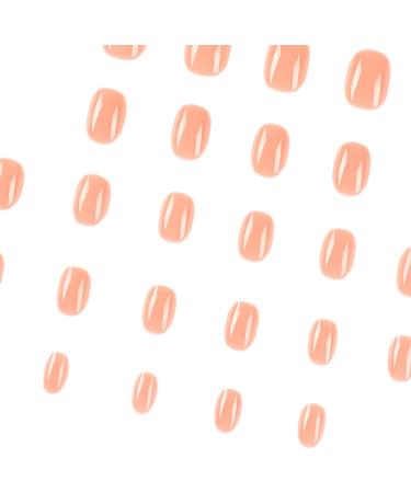24pcs Short Nude Pink False Nails - Press On Removable Glue-On Fake Nails for Women and Girls - Nail Art Accessories - Buy Online on SooperMarket.com