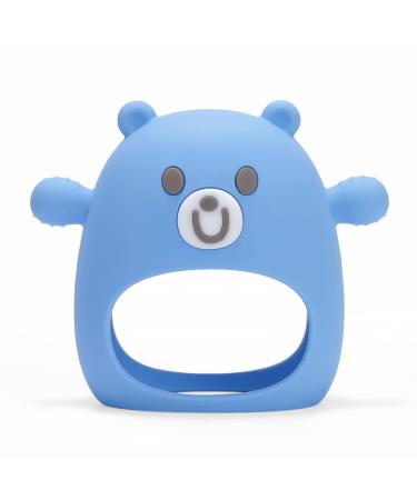 McGmitt Baby biting toys - Silicon B r Beißring F ustling for Babies Anti -drops over 3 months wrist hand bite rings Baby Kielezeugen for sucking needs bpa -free - blue