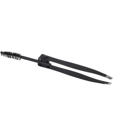 Verdant Touch Mini Slant Tweezer 2 in 1 Multifunctional Eyebrow Tweezer with Comb Slant Tip Mini Grooming Tool for Eyebrows Facial Hair Eyelashes Black - Buy Online on SooperMarket.com