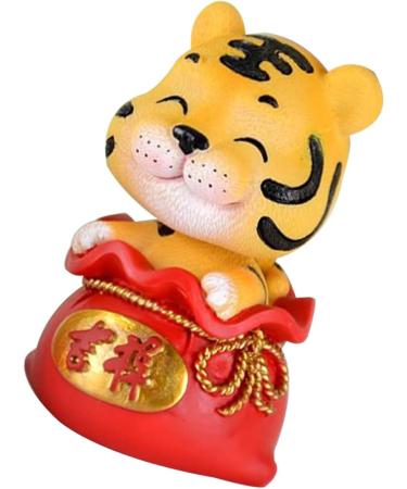 Beavorty 3 pcs year of the tiger bobble head ornament Resin Sculpture interior chinese zodiac lucky figurines good luck tiger car dashboard doll toy figure wild office God of Wealth bubble Red 1x3pcs 6X6X9.5CMx3pcs - Buy Online on SooperMarket.com