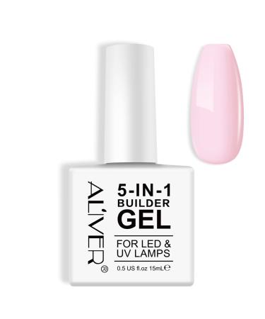 5 in 1 Nail Builder Gel Builder Gel and Base Gel Strengthener Gel Pink Builder Gel Color in a Bottle 15ml Hard Gel Builder Extension Nail Without Builder Gel Nail Forms Peach Pink