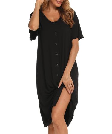 Jecarden Women's Maternity Nightgown | Short Sleeve Modal Cotton Sleepwear | Hospital Childbirth Nightgown with Buttons - Buy Online on SooperMarket.com