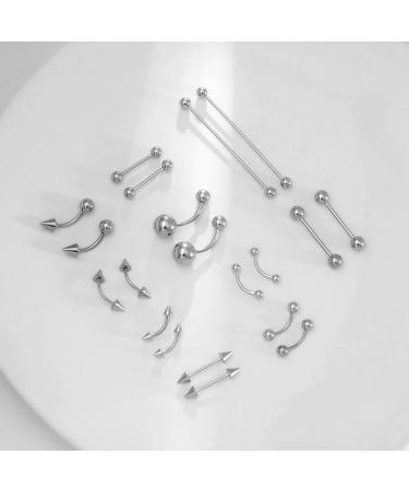 IPINK Piercing Kit 14G-16G Rainbow Surgical Steel - 50 Piece Set for Belly Button, Tongue, Eyebrow, Nipple, Lip, Nose, Chi Gauge - Buy Online on SooperMarket.com