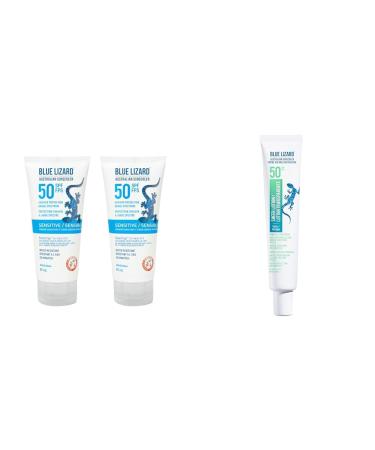Blue Lizard Sensitive SPF 50 Lotion + Blue Lizard Sheer Sunscreen Lotion SPF 50+ for Face (Pack of 3) Sunscreen + Sheer Sunscreen Lotion