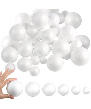 LOKIPA 30 Pieces Polystyrene Balls  6 Sizes White Foam Balls 3-8cm Craft Foam Balls for School Project  Art  DIY Craft and Party Decoration