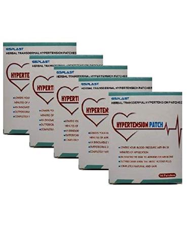 Herbal 100% Natural Lowering Blood Pressure Heat transdermal Patch for Hypertension (5 Boxes) 70 Patches
