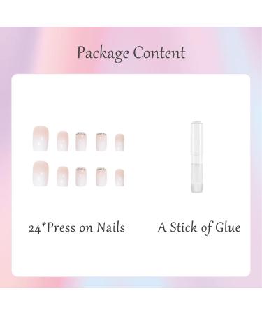 EONFAVE 24 Pcs French False Nails - White Square Stick on Nails with Glue - Short Acrylic Full Cover Press on Nails for Women and Girls - Buy Online on SooperMarket.com