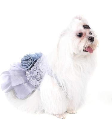 Elegant Gray Sequin Dog Dress - Small Pet Tutu Costume for Weddings & Special Occasions - Buy Online on SooperMarket.com