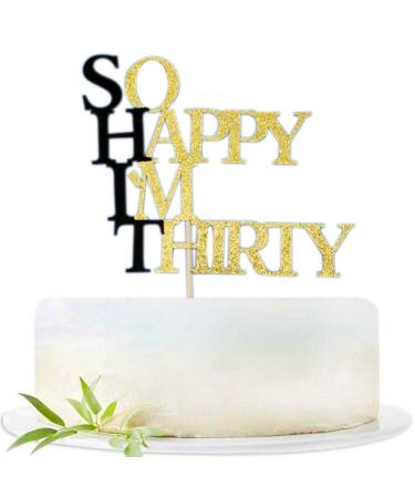 Double Sided Glitter So Happy I'm Thirty Cake Topper Birthday Cake Toppers for 30th Birthday Party Decorations.