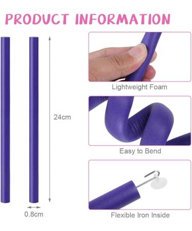 AOOWU 10 Pcs Flexi Rods for Hair Heatless Hair Rollers Bendy Foam Curler Rollers for Short Medium Long Hair Twist-flex Rods Set Heatless Hair Rollers for Sleeping Hairstyle DIY Home Hair Salon 10 pcs - Purple - Buy Online on SooperMarket.com