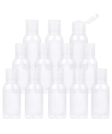 TrendBox 12 Pack Plastic Empty Bottles with Flip Cap for Shampoo Lotions Liquid Body Soap Cream (1 oz / 30 ml)