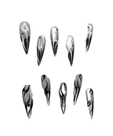 Temperament-enhancing manicure wearing a nail flame and a water drop tip. fake nails detachable nail plate brightens the hand shape.(XS)
