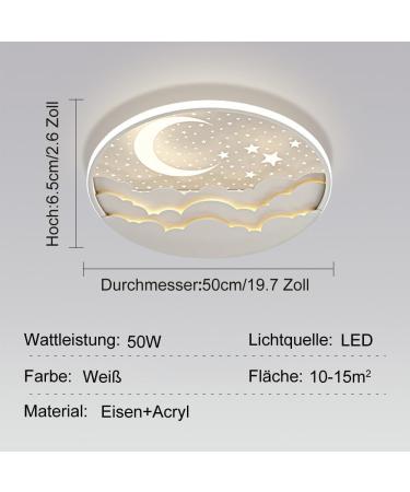 Buy Ahxiaozn LED Star Moon Ceiling Lamp for Kids | Dimmable Remote Control | 50cm White Bedroom Light | Perfect for Girls & Boys Rooms - Buy Online on SooperMarket.com