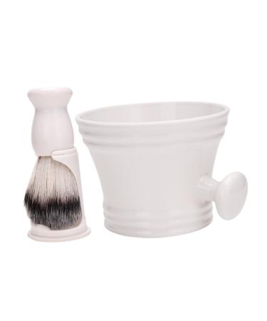 Magidal cleaning bowl razor brush set gift hairdressing salon tool nylon bristles care sets shaving soap mug for on the go hairdressing salon white