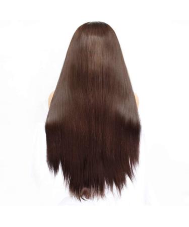 SHIYID Dark Brown Lace Front Wig - High Temp Fiber Long Straight Synthetic Wig for Women Perfect for Costumes - Buy Online on SooperMarket.com