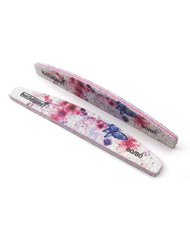 zalati Nail Files 10pcs Nail Buffer 80 Grit Dual-Side Board for Nail Art Manicure Pedicure Care - Flowers