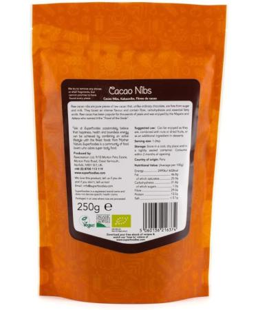 Organic Raw Cocoa Nibs 250g - Premium Criollo Beans from Peru - Non-GMO | Superfoodies - Buy Online on SooperMarket.com