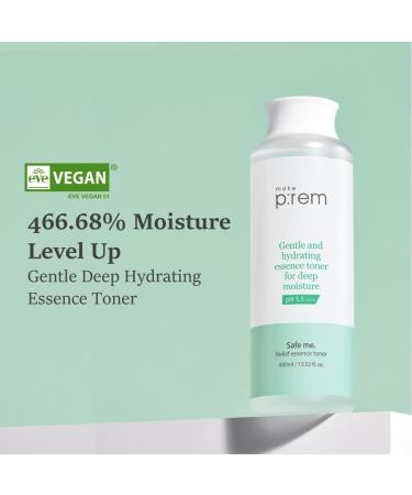 Make P:REM Safe Me Relief Essence Toner | Hydrating Face Toner for All Skin Types | 24-Hour Moisturizing | EVE Vegan Korean Skin Care | 400ml - Buy Online on SooperMarket.com
