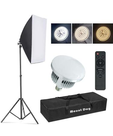 (Upgrade LED) MOUNTDOG Softbox Lighting Kit, Photography Studio Light with 19.7"X27.5" Reflector and 3 Colors Temperature 45W Bulb with Remote, Professional Photo Studio Equipment for Portrait Video white -1