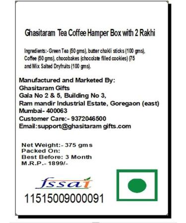 Ghasitaram Gifts Jaiccha Rakhi for Brother Ghasitaram Tea Coffee Hamper Box with 2 Rakhis - Buy Online on SooperMarket.com