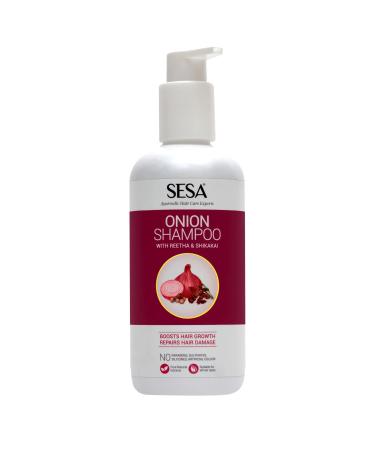 sesa Onion Shampoo 300ml Natural Hair Growth & Damage Control Paraben & Sulphate Free Reetha & Shikakai 10.14oz (Pack of 1)