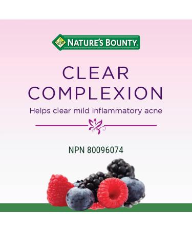 Nature's Bounty Clear Complexion Helps improve mild inflammatory acne pimples Contains Zinc Mixed Berry Flavour 60 Gummies - Buy Online on SooperMarket.com