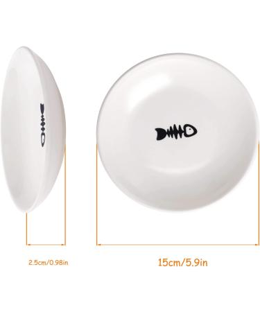 Ceramic Cat Food Plates and Wide Bowls for Stress-Relief Whisker Fatigue | Cat Feeding Dishes in White & Black - Buy Online on SooperMarket.com
