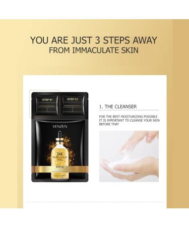 Buy VENZEN 3 Steps 24k Gold Hyaluronic Acid Mask - Oil Control Hydrating Essence | 5 Pack for International Shipping - Buy Online on SooperMarket.com
