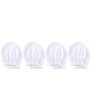 KiddyCare No Scratch Mittens Newborn/Baby Mittens. GOTS Organic Baby Mittens which are Baby Essentials. Warm and Soft Baby Gloves and Mittens 4pck White 4 Pairs Clouds