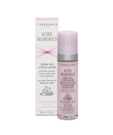 L'Erbolario Hyaluronic Acid Triple Action Face Cream - Normal To Dry Skin - Moisturizes And Tones - Fast Absorbing Non-Greasy Formula - Hydrating Effect - For Radiant and Smooth Appearance - 1.6 Oz