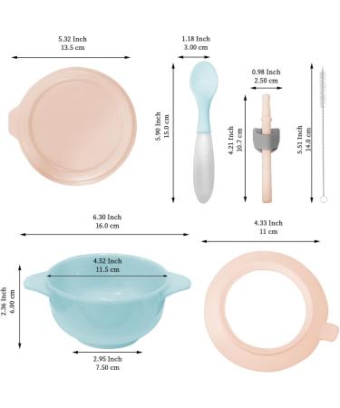 Kyraton Baby Bowls | Suction Bowls with Straw and Spoon | Unbreakable & Reusable | Light Blue | Slip Resistant & Durable - Buy Online on SooperMarket.com
