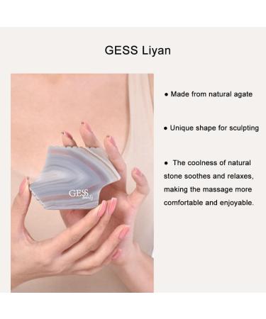 GESS Liyan Agate Gua Sha Facial Tool | 6-Edge Spa Massage Stone for Face Neck & Body | Natural Agate for Fine Lines & Muscle Relaxation - Buy Online on SooperMarket.com