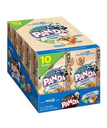 Meiji Hello Panda Cookies, Vanilla Crme Filled - 2.1 oz, Pack of 10 - Bite Sized Cookies with Fun Panda Sports