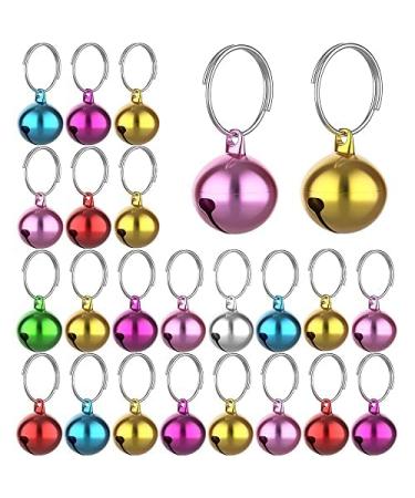 BLMHTWO 24PCS Cat Dog Collar Bells Cat Bells Collar Charms with Keyrings Colorful Pet Collar Bells Kitty & Puppy Loud Bell Pendant for Dog Cat Collar DIY Craft Decoration(Assorted Color)