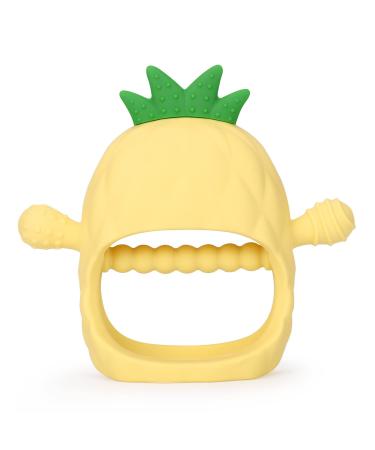 Socub Silicone Baby Teething Toy for Infants 12 Months+  BPA Free Never Drop Silicone Mitten Teether Toy for Soothing Sore Gums  Baby Chew Toys for Sucking Need (Yellow)