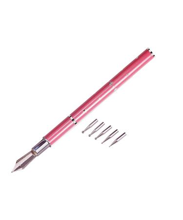 1 Piece Embossing Stylus Set with 5 Pieces Replacement Head Diamond Crystal Dotting Fountain Pen Tracing Dotting Tool Stylus Embossing Tools for Paper Art Dotting Tools for Nail Art (Pink)