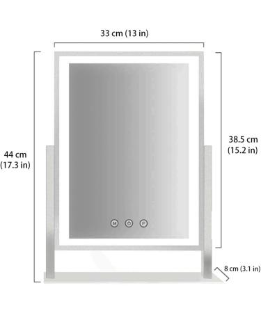 HIEEY Lighted Makeup Mirror with Three Color Lighting Modes, 5X Magnification, Smart Touch Control, and 360 Rotation - 15.2in. White | Hollywood Vanity Mirror with Lights - Gift Box Included - Buy Online on SooperMarket.com