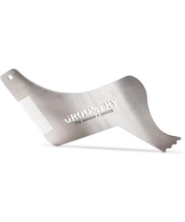 Groomery 6-in-1 Stainless Steel Shaving Template | Perfect Symmetry & Razor-Sharp Contours | Professional Barber Results - Buy Online on SooperMarket.com