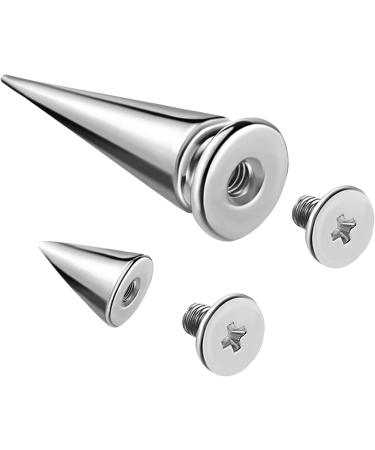 Anvin 110 Pieces Multi Size Cone Spikes Screwback Studs Metal Rivets for DIY Crafts - Silver Spikes with Screw Bases for Clothing Decoration - Buy Online on SooperMarket.com
