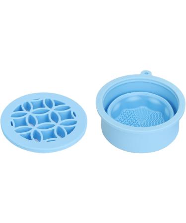 Makeup Brush Scrubber Multifunctional 2 in 1 Folding Palm Size Portable Makeup Brush Cleaning Bowl for Daily (Blue) - Buy Online on SooperMarket.com