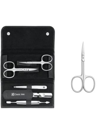 Twilding manicure set and pedicure set nail care made of real leather 5-part black & nail shaver made of stainless steel with a sharp and precise cut for skin leftovers durable scissors polished 90 mm 5-part including combination-nail scissors bundle with