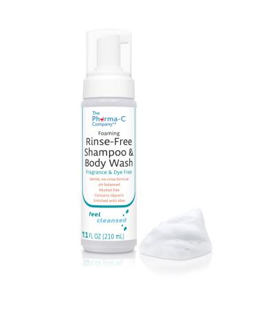 The Pharma-C Company Foaming Rinse Free Shampoo & Body Wash 1 pack - Waterless - Hospital Tested Gentle No-Rinse Formula Leaves Hair & Body Fresh & Clean (Fragrance & Dye Free)